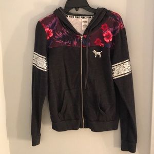 Pink sequence zip up